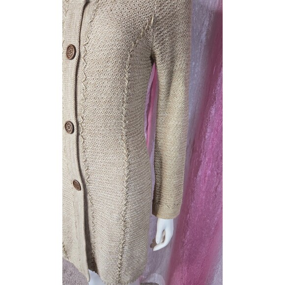 Coldwater Creek Oatmeal Heather Knit Button Long Sweater Cardigan Size XS - Picture 6 of 13